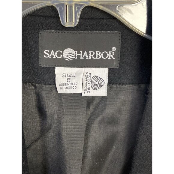 Sag Harbor Wool Blazer Jacket Coat  Size 8 M Black Button Woolmark Lined Notched - Picture 5 of 6